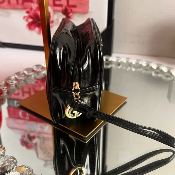 Giorgio Armani Black with Gold Accents wristlet or cosmetics bag - Picture 3 of 12